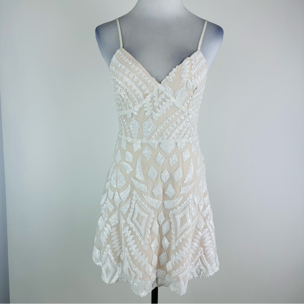 superdown Ivory Beaded Mini Dress